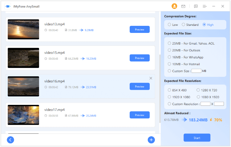 anysmall choose compression degree