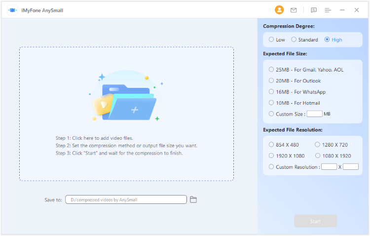 anysmall launch software to upload videos