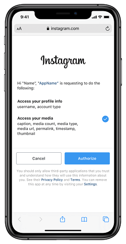 authorize instagram