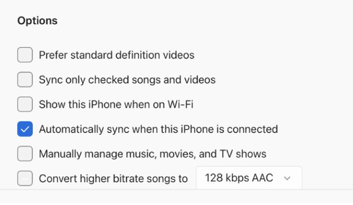 automatically sync when this iphone is connected