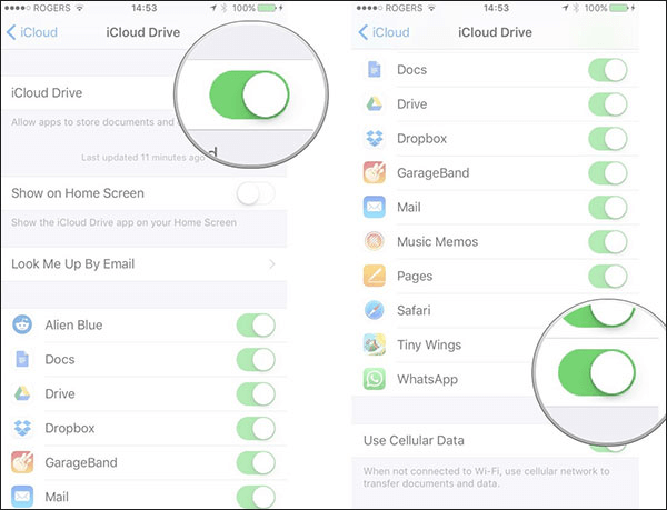 backup WhatsApp in iCloud