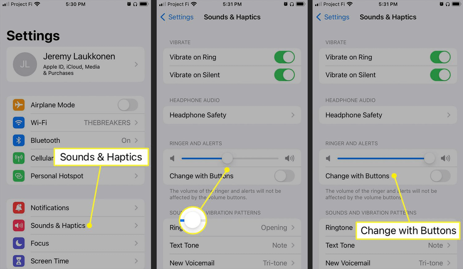 change the alarm volume on iphone via settings