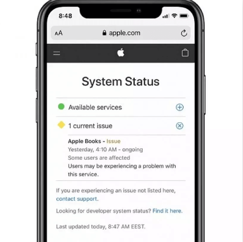 check apple system status to fix why can't i click on my apple id