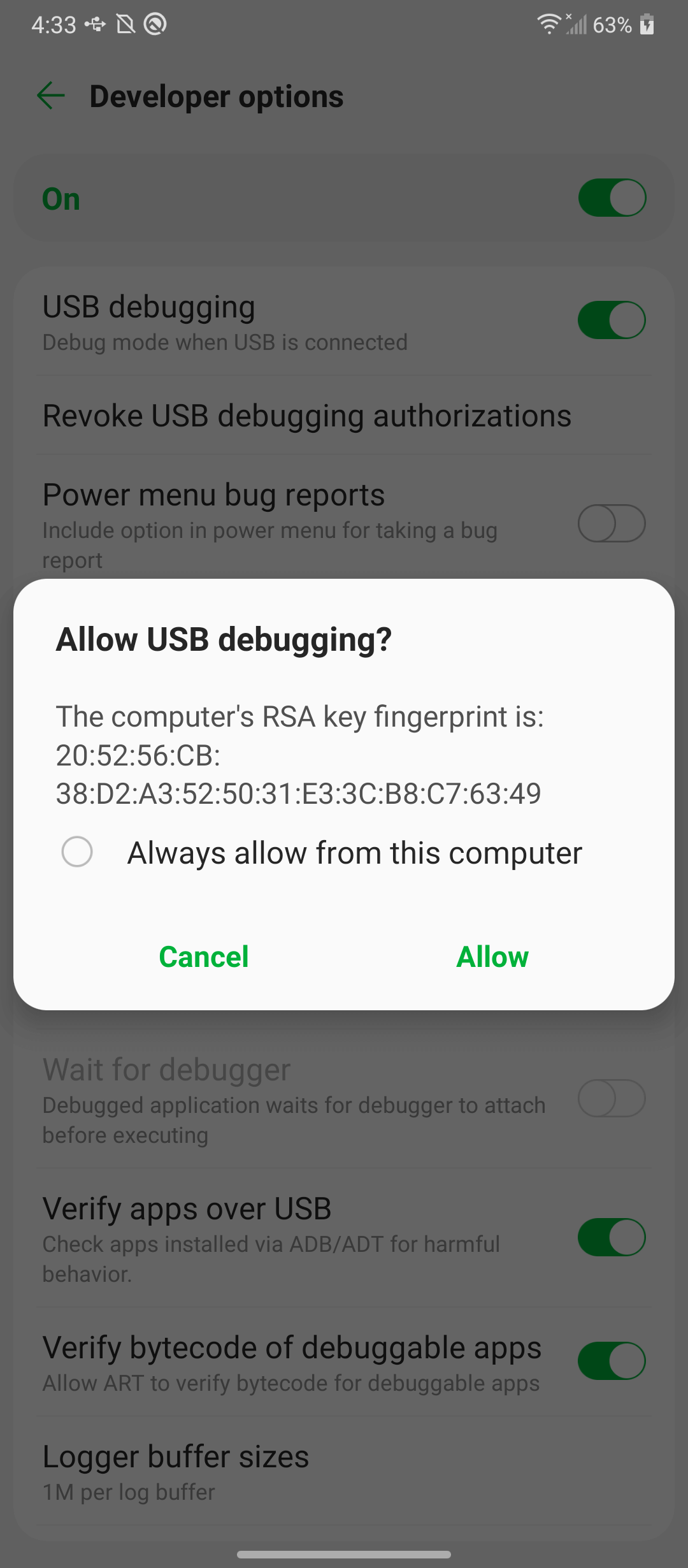 always allow usb debugging