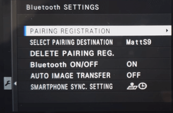 choose pairing registration on fujifilm camera