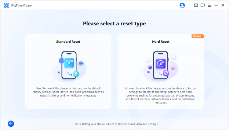 choose standard reset iphone to factory settings