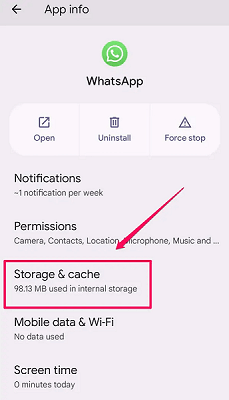 how to clear whatsapp cache data