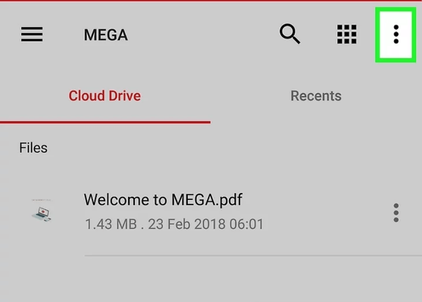 click on the three dots in Android Mega