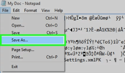 click save as on notepad