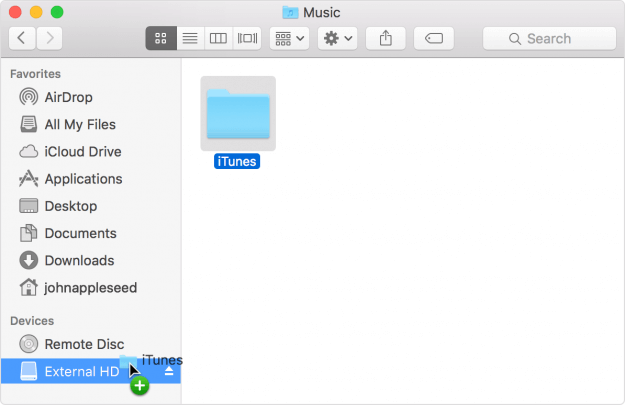 drag iTunes folder