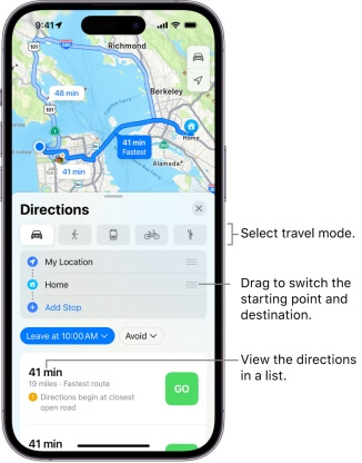 custom route in apple maps