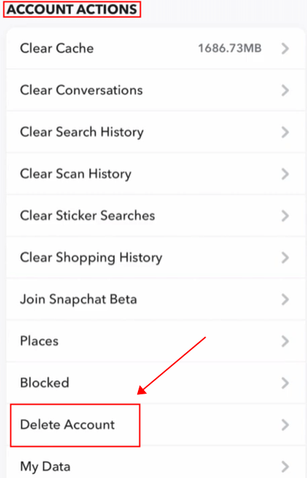 delete snapchat account