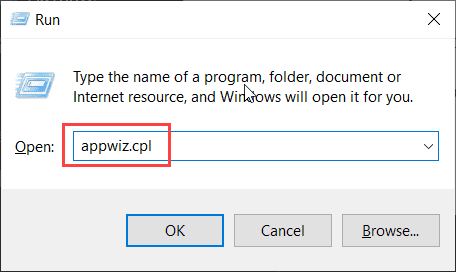 enter appwiz cpl