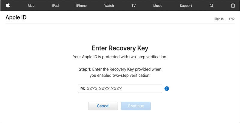 iforgot.apple.com password recvoer via recvoery key