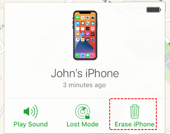 erase iphone from icloud find my