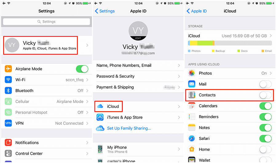 switching apple id on iphone via icloud