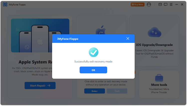 exit iphone recovery mode successfully