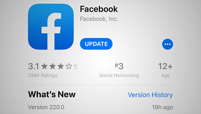 update Facebook