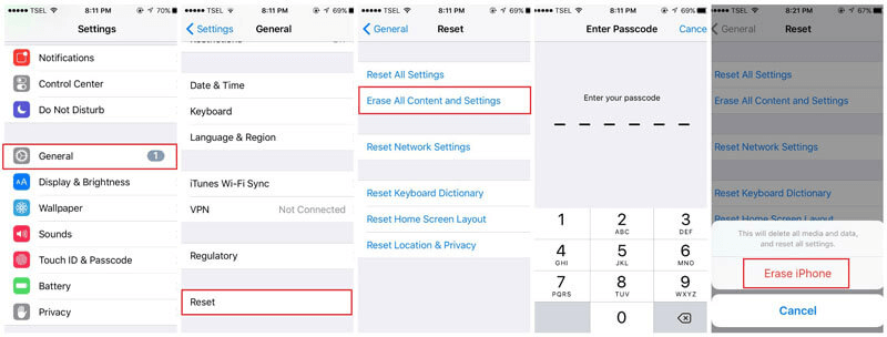 factory reset iphone 7 in settings