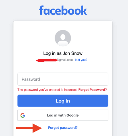 forgot password on facebook