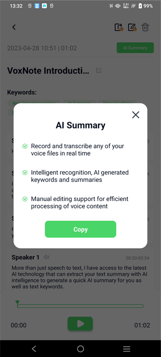 generate ai speaker specific summary