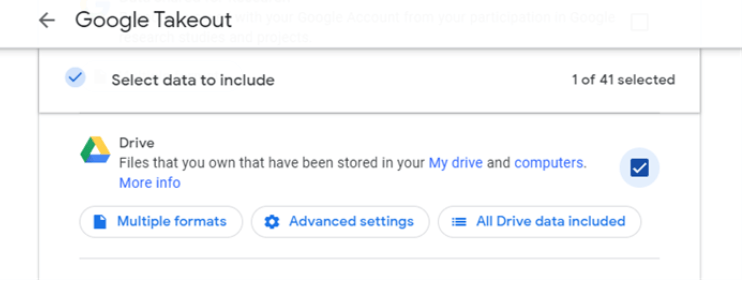 google takeout backup data