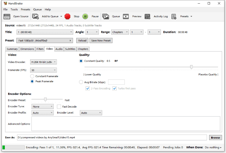 handbrake start encode