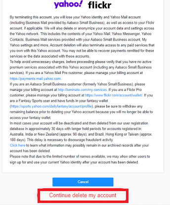 how to delete Yahoo email account