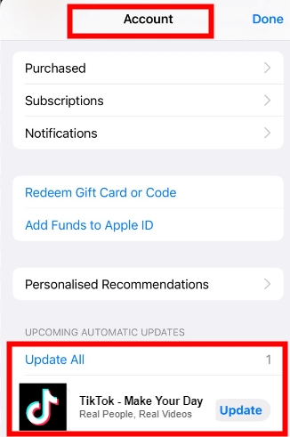 how to update tiktok on iphone