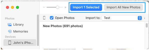 import selected whatsapp photos