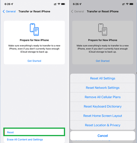 reset network settings