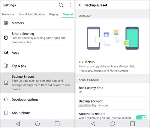 LG backup and restore