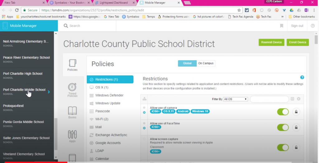 select correct school/ MDM Profile