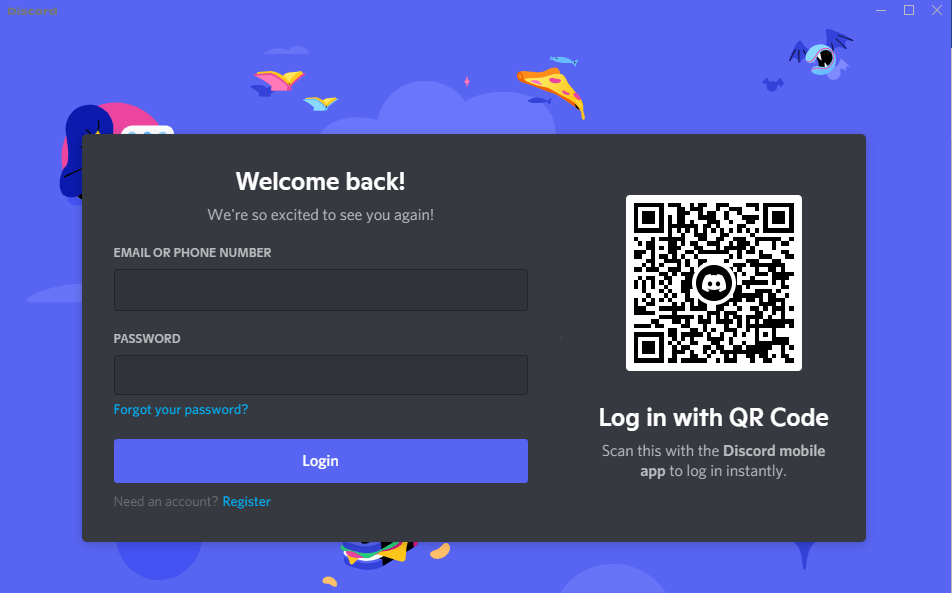 log in discord