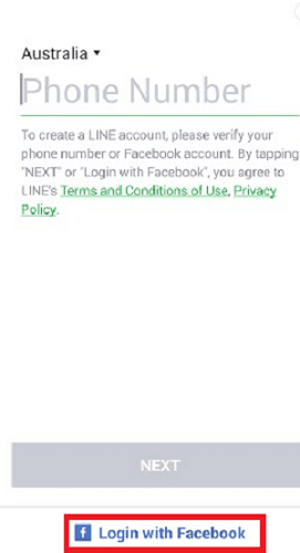 log in line with facebook account