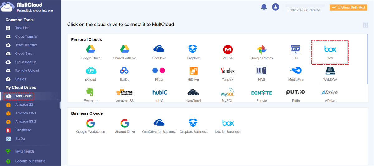 multcloud box account