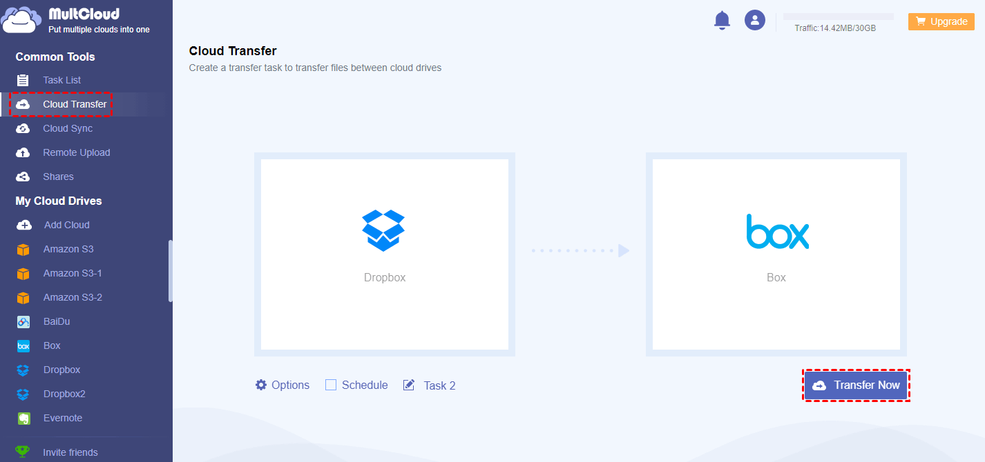 multcloud click cloud transfer