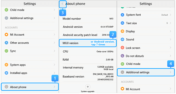 open developer option of miui6