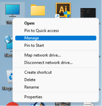 open the manage option