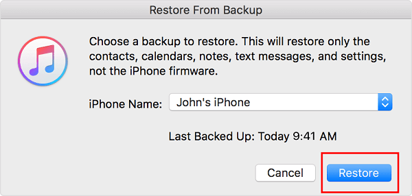 restore photos from itunes