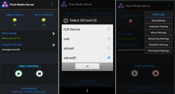 pixel media server setting