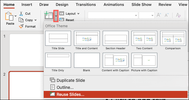 powerpoint reuse slides