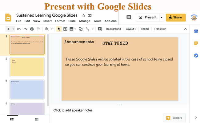 present using google slides