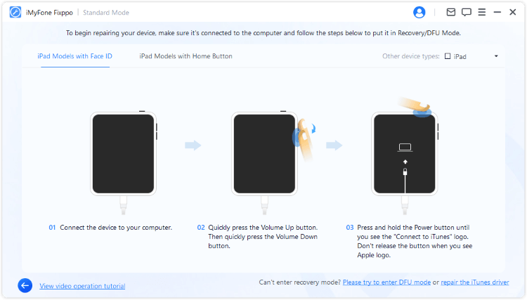 put ipad into recovery mode with fixppo