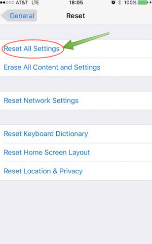 Reset All Settings 