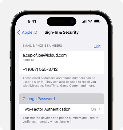 reset apple id on iPhone