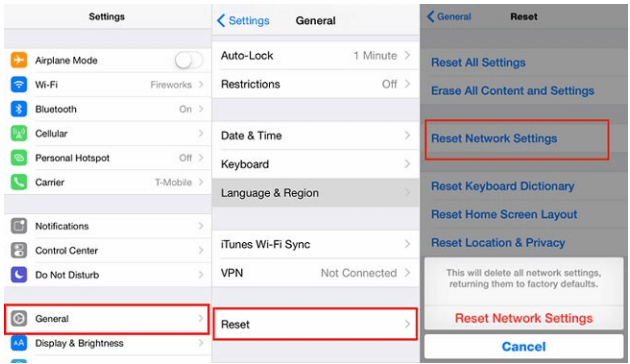 Reset network setting 