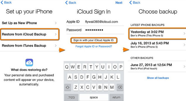 restore from icloud backup