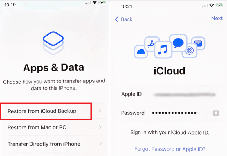 how to restore iphone without updating via restore backup from icloud