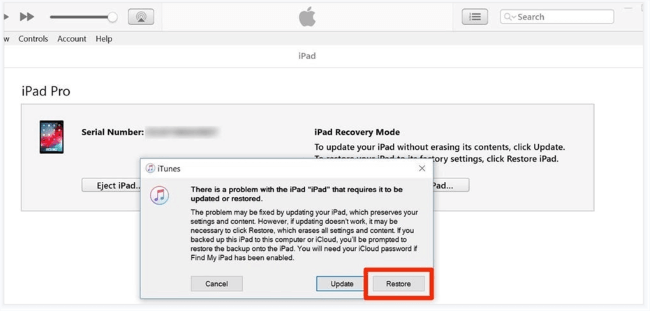 restore ipad with itunes